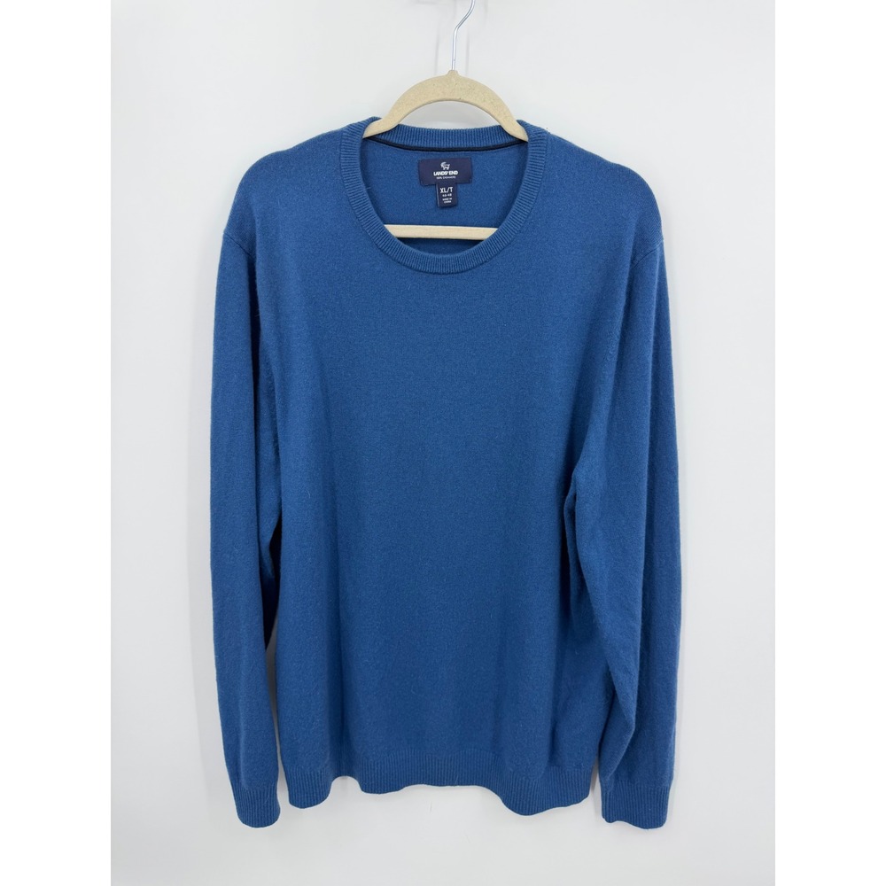 Lands' End Cashmere‎ Crewneck Sweater Mens XL/T Blue 100% Cashmere Tall Fit